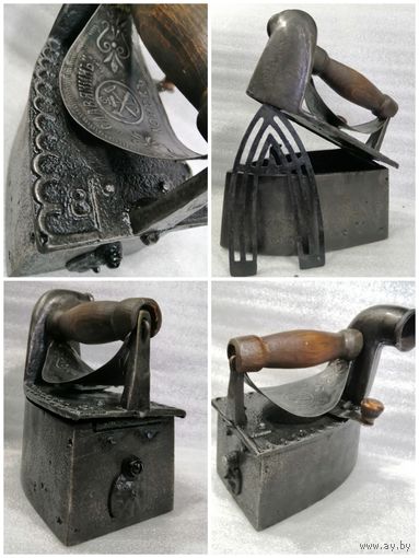 Крупный чугунный утюг в полном комплекте, размер "8".