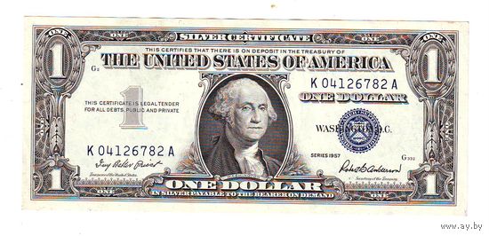 США 1 доллар 1957 год. Серебряный сертификат, синяя печать - состояние !