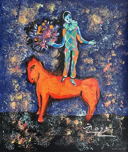 Панно картон масло акрил