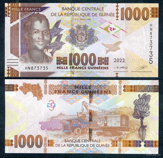 Гвинея 1000 франков 2022 год, UNC