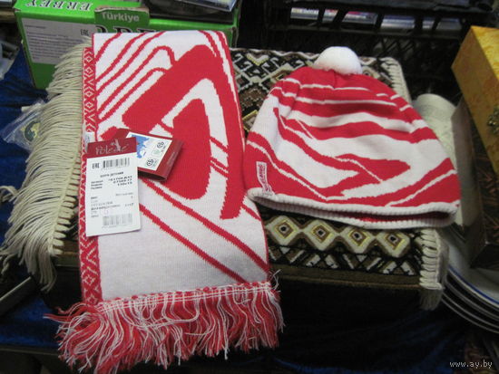 Шарф(130х15 см) и шапочка детские Belarus Minsk tractor works.