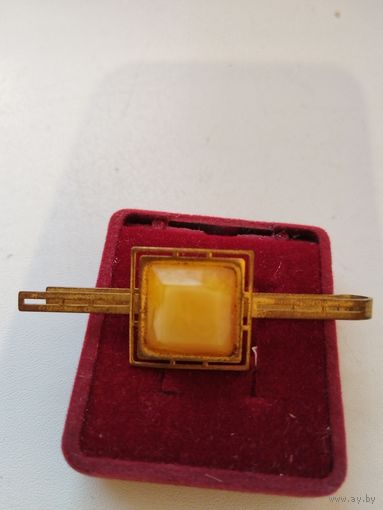 Зажим для галстука. Янтарь.