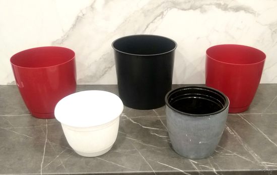 Горшки * для Цветов * Кашпо * 5 штук * Большие * Пластик