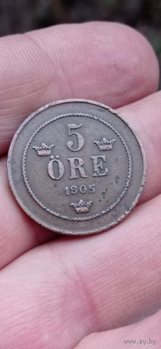 МОНЕТА 5. ЭРЕ ОРЕ 1905 ГОД  .  ОРИГИНАЛ  .  Распродажа Коллекции !!! . Экспресс  Аукцион не с рубля без МПЦ и прочего  .Много лотов в продаже .