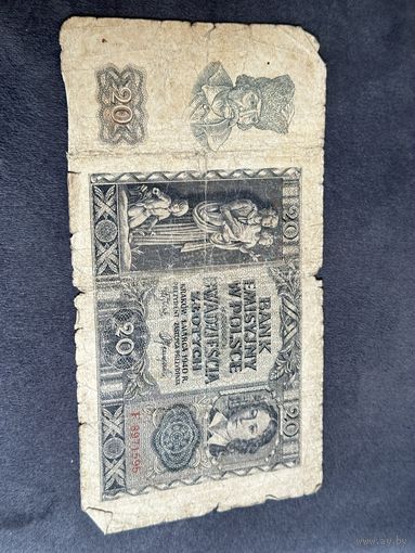 20 злотых 1940 г. Польша распродажа коллекции много Лотов с рубля