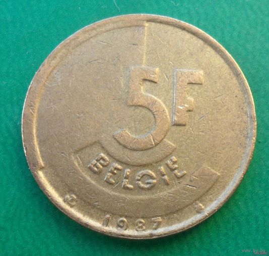 5 франков Бельгия 1987 г.в. Надпись на голландском - 'BELGIE'.