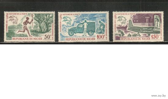 Нигер-1972 (Мих.344-346) ** , Почта, Автмобиль, Авиация, Самолет (полная серия)