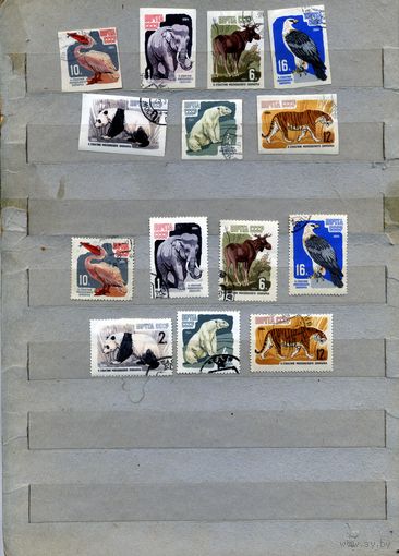 СССР,1964, 100лет МОСК ЗООПАРКУ,  полный комплект 2 серии с перф. и без перф.  гашеная