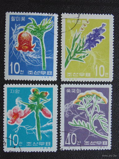 Корея 1967 г. Цветы.