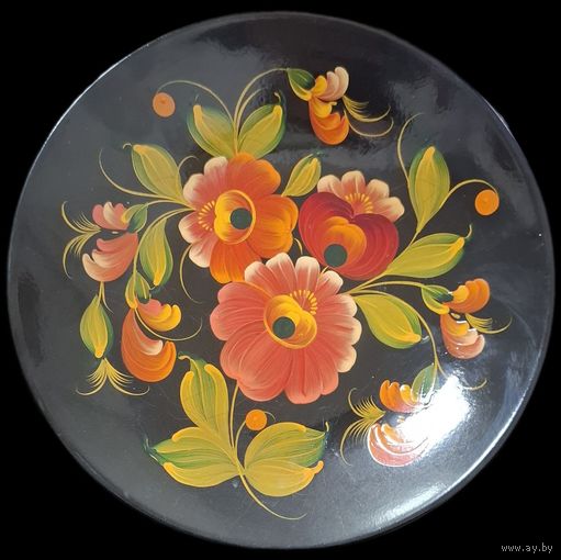 Декоративная тарелка ручная роспись лак дерево