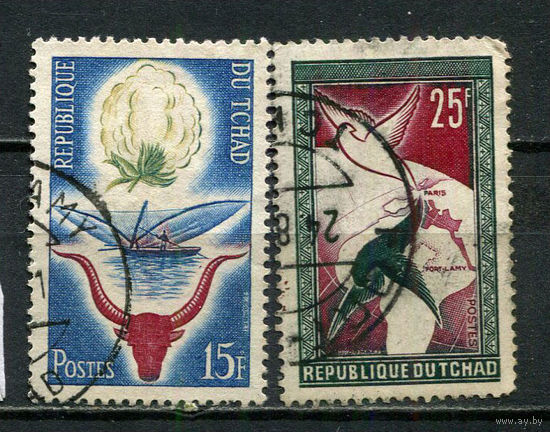 Автономная республика Чад - 1959 - 1-я годовщина Республики - [Mi. 62-63] - полная серия - 2 марки. Гашеные.  (Лот 67HQ)-TG3P2