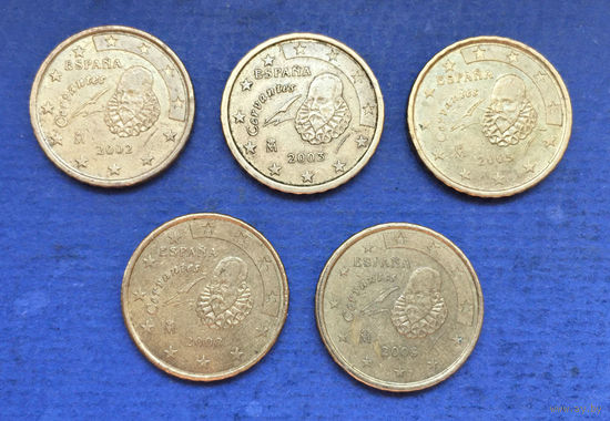Испания 10 евроцентов 2002, 2003, 2005, 2008, 2009