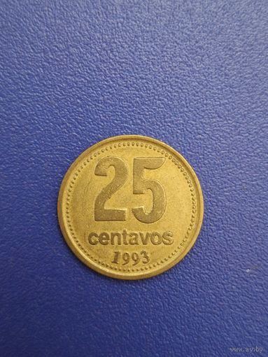 Аргентина 25 сентаво 1993 года (желтая)