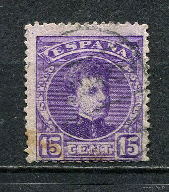 Испания (Королевство) - 1902/1905 - Король Испании Альфонсо XIII - 15C - [Mi.218b] - 1 марка. Гашеная.  (Лот 35Fu)-T25P7