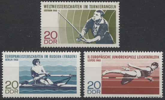 ГДР. Германия. 1968 год. Спортивные мероприятия. Спорт. Рыбалка. Гребля. Легкая атлетика.**