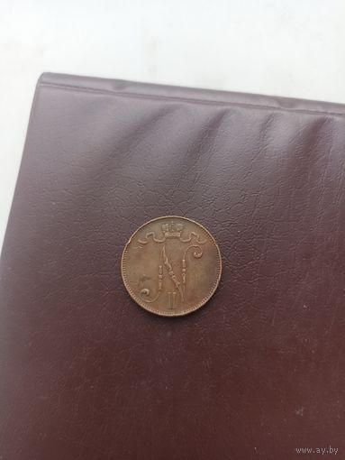 Русская Финляндия 5 пенни 1908 год