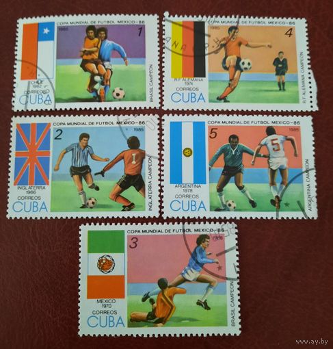 Куба 1985 г. Спорт Футбол. К Чемпионату мира в Мексике в 1986 году Флаги 5 марок из серии