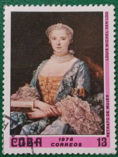 Куба 1976. Живопись. Louis Michel Van Loo. Retrato de Mujer. Марка из серии