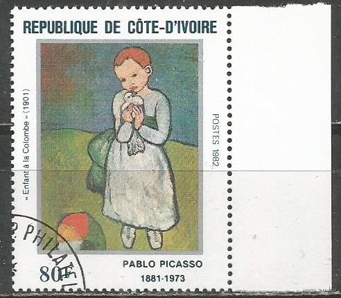 Кот д'Ивуар. Живопись П.Пикассо. 1982г. Mi#741.