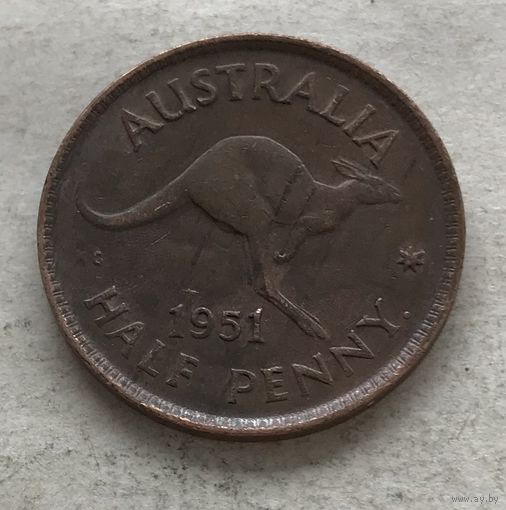 Австралия пол-пенни 1951 Георг VI (Перт - с точкой)
