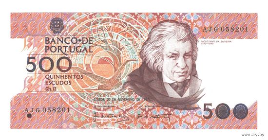 Португалия 500 эскудо 1987 года. Дата 20 ноября. Тип Р 180. Состояние UNC!