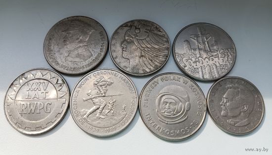 Польша, Набор монет 7шт. - "Юбилейка " 1975-1990 год