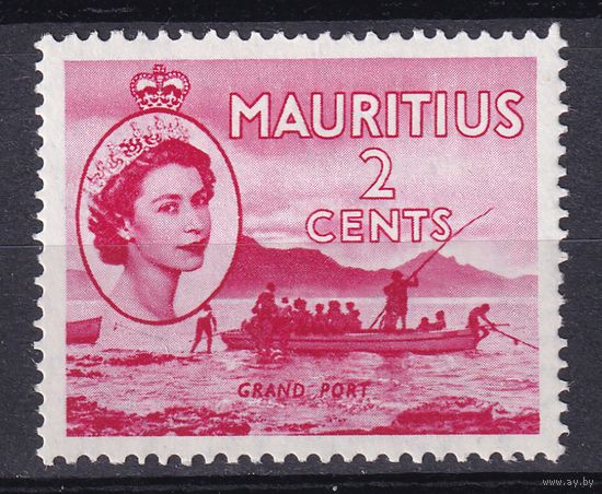 119.BrKSe. Великобритания. Колонии. Маврикий. Елизавета II. Местные мотивы. 2C. 1954 г. Mi.#243. MNH.