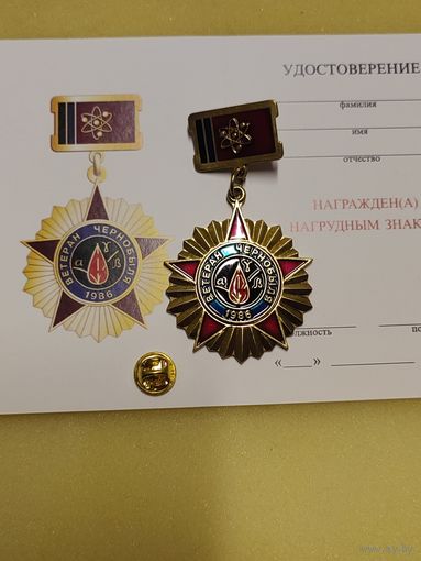 Знак на малой колодке Ветеран Чернобыля.
