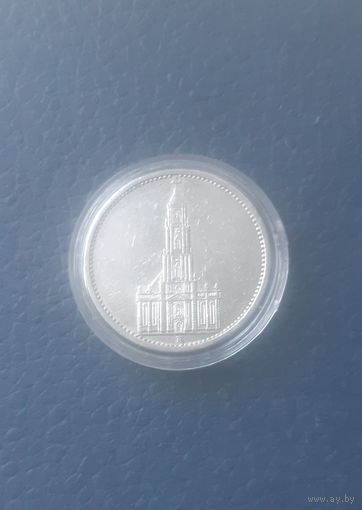 5 марок 1935. Башня. В коллекцию! Серебро. С рубля!!