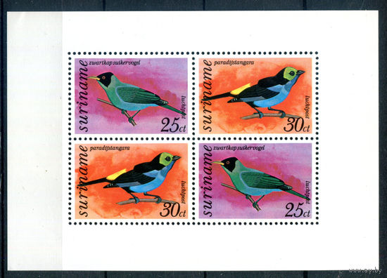 Суринам - 1977г. - птицы, авиапочта - 1 блок - полная серия, MNH [Mi bl. 18]. #3-WB-83-A-2