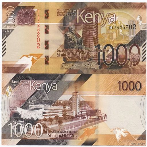 Кения 1000 шиллингов образца 2024 года UNC pw56 серия DL