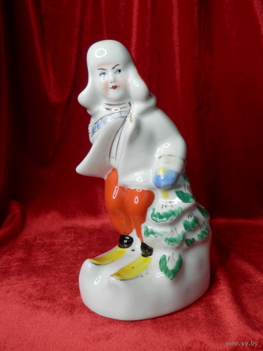 Статуэтка Юный лыжник, - Целый, клеймо Олевск (редкость)