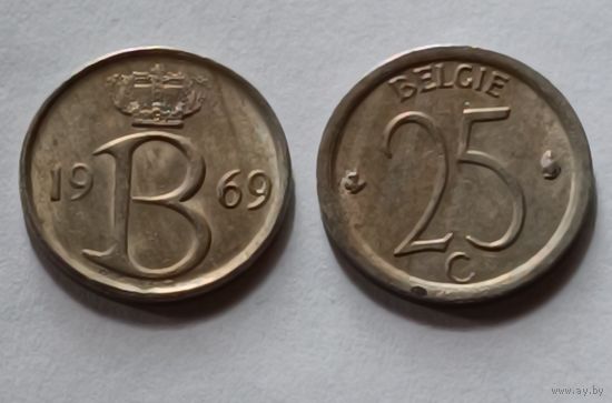 Бельгия. 25 сантимов 1969 года.