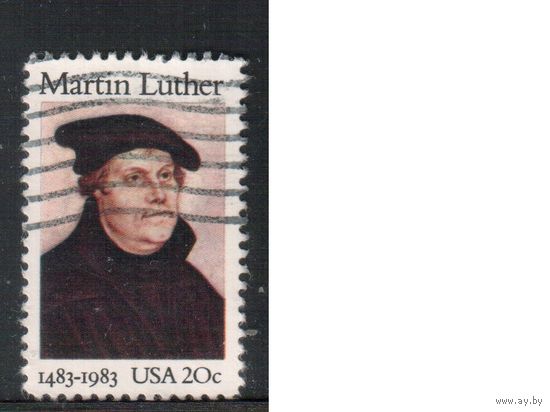 США-1983, (Мих.1669) , гаш., Личности, Мартин Лютер, (одиночка),