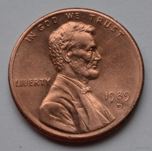 США, 1 цент  1989 г. D