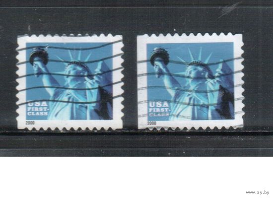 США-2000 (Мих.3394 BA+BD) , гаш. , Стандарт, Статуя Свободы(одиночка), зубцовки