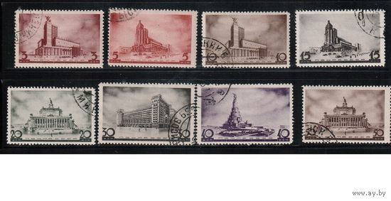 СССР-1937, (Заг.460-467),  гаш.  ,  Архитектура новой Москвы(полная серия)