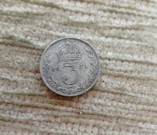 Werty71 Великобритания 3 пенса 1921 Георг 5 серебро