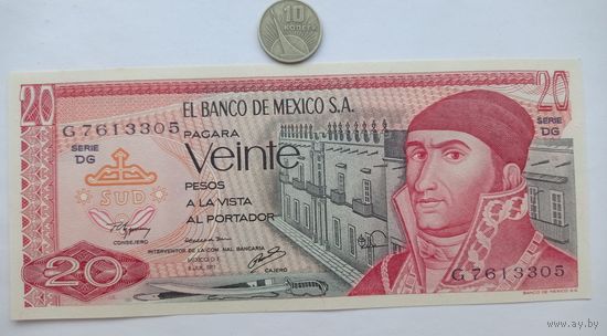 Werty71 Мексика 20 песо 1977 UNC Банкнота