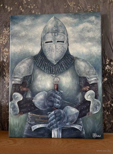 Картина "Рыцарь". Масло ,холст.  30x40 см