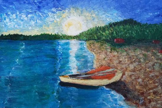 Картина "Закат на Дубровском водохранилище"