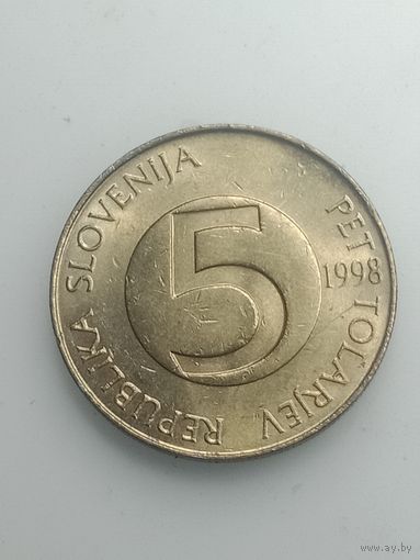 Словения 5 толаров 1998 года .