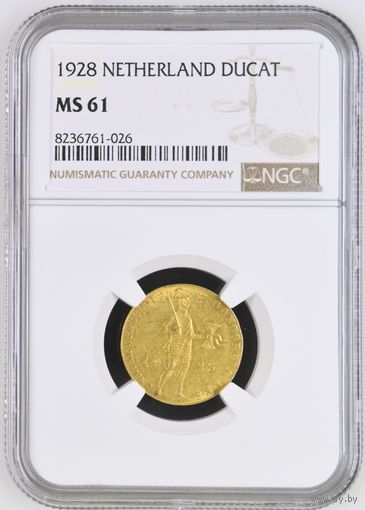 Нидерланды. Дукат 1928г NGC MS61.