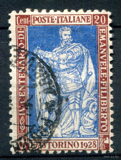Италия (Королевство) - 1928г. - 400 лет с Дня Рождения герцога Эммануила Филберта Савойского, 20 с - 1 марка - гашёная [Mi 285]. #1-It-24-B-1
