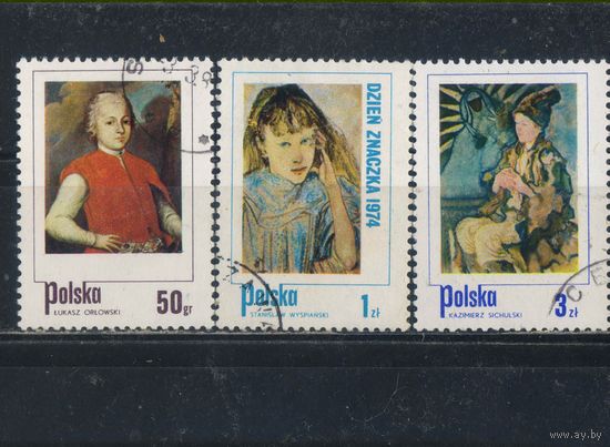 Польша ПНР 1974 Неделя письма Дети в польской живописи Л.Орловский, С.Выспяньский, К.Сихульский #2338,2340,2342