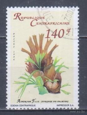 [190] ЦАР 1996. Флора.Папоротник.Кочедыжник женский. Гашеная марка.