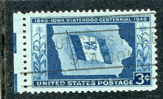 США. Карта и флаг штата Айова