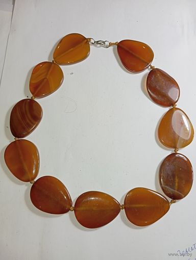 Колье из Сердолика . Распродажа винтажный бижутерии с натуральными камнями .