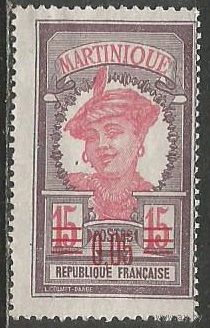 Мартиника. Островитянка. Надпечатка нового номинала. 1922г. Mi#83.