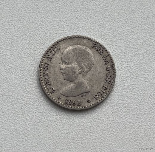 ИСПАНИЯ 50 сентимо 1892 г.